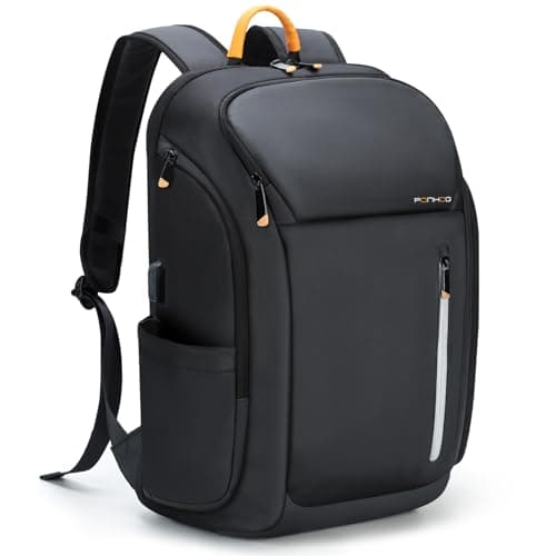 Ponhog Laptop Backpack for Men - 18.4 Inch Large Travel Backpack,40L Tech Backpack with USB Charging Port Anti-Theft Pocket,900D Smart Rucksack for College Business Work Overnight Black