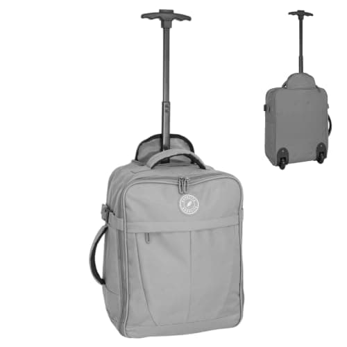 Bordlite 32L EasyJet Cabin Bag 45x36x20cm, Underseat Wheeled Travel Bag with Telescopic Handle, 2 Wheels, Front Pocket, Compression Straps, Weekend Luggage, Grey