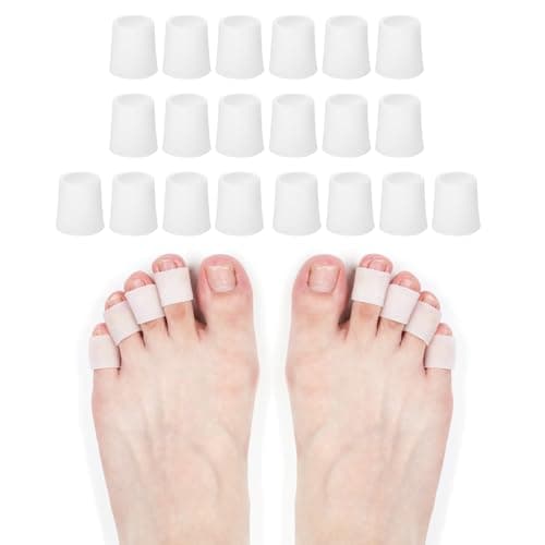 20 Pcs Silicone Toe Sleeves Protectors Breathable Pinky Toe Covers Soft Toe Covers Corn Pads Toe Tube Cushions for Women Men Pain Relief Rubbing Corns Calluses Blister Bunion Hammertoe