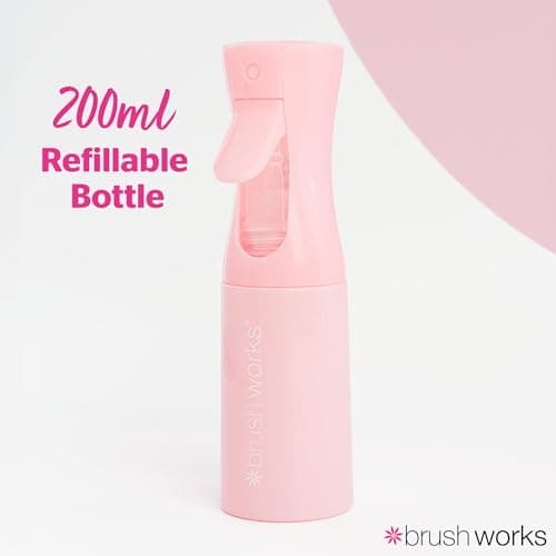 Brushworks Continuous Mist Water Spray Bottle 200ml (Pink) - Ultra Fine Mist Spray Bottle for Hair, Barbers, Salons, Plants & Cleaning, Great for Curly Hair, Detangling & Styling — view 2