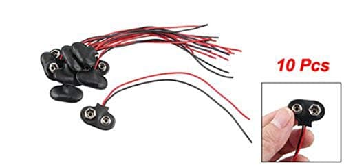 Grendly Pack of 10 Black Faux Leather Case T Type Wired 9V Battery Clip Connector