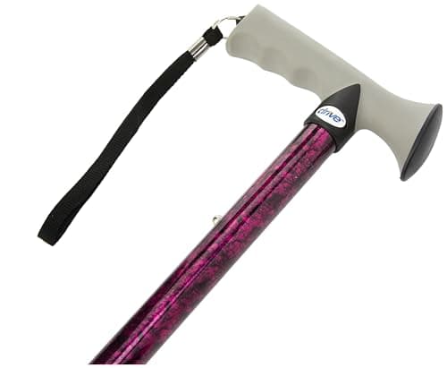 Drive Devilbiss Folding Walking Stick with Soft Grip Handle, Purple (Packaging may vary) — view 2
