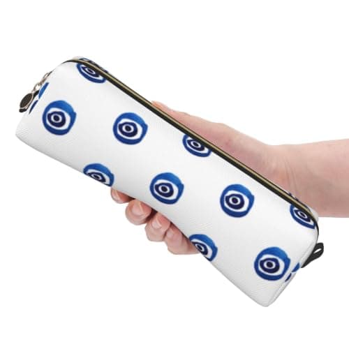 JKLQWC Evil Eyes Printed Leather Pencil Case with Gold Zipper - Simple and Lightweight Organizer for School, Office, Travel, Makeup — view 4