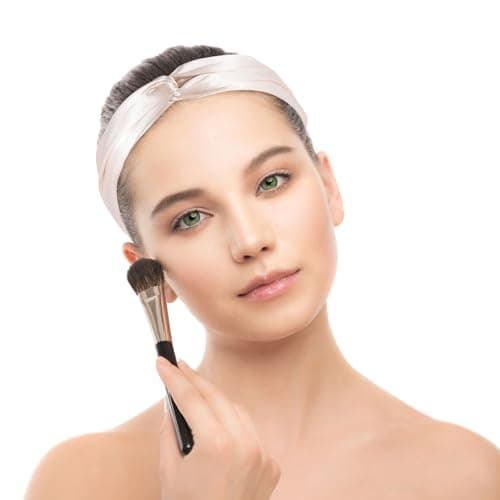 GATHINESS Silk with Headband and Storage Bag Sleep Eye Mask Blindfold Set for Stress Relief and Comfortable Night Sleeping, Beige Travel Sleep Mask Gift — view 6