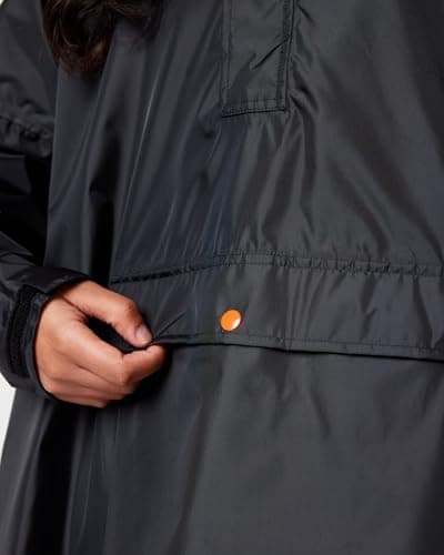 Snuggz Adult Black Unisex Rain Poncho - One Size, Lightweight, Packable Hooded Rain Coat Waterproof Poncho for Travel & Outdoor Use, Wind-Resistant Rain Poncho for Everyday Wear — view 3
