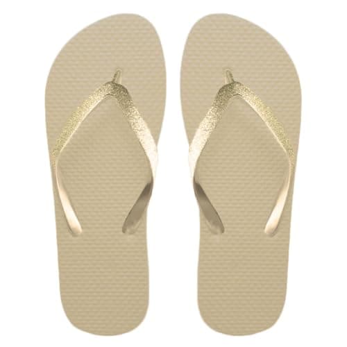 SUGAR ISLAND® Unisex Ladies Girls Mens Summer Beach FLIP Flop Pool SHOES-GLITTERGOLD-SAND-5/6
