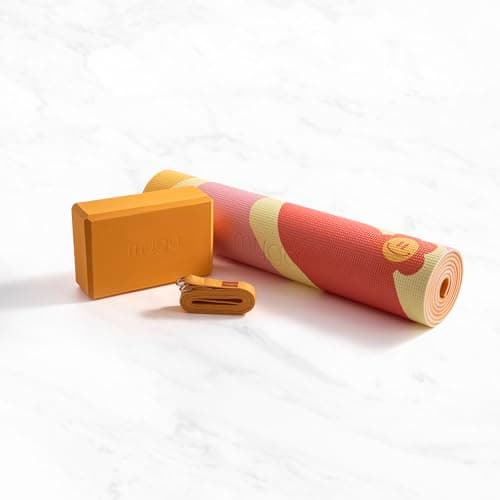 MYGA Yoga Starter Set - 6mm Non-Slip Yoga Mat, Yoga Block and Strap - Starter Kit for Beginners in Pilates, Exercise and Fitness - Choice of Design (Groovy) — view 3