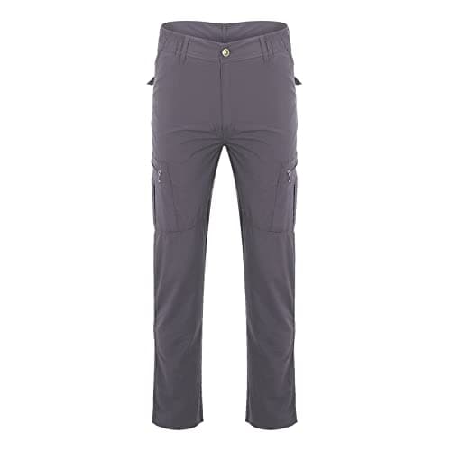 Men Summer Quick Dry Sports Outdoor Hiking Travel Climbing Fishing Camping Waterproof Work Trousers with Multi-Pockets Utility Durable Cargo Pants Grey — view 3