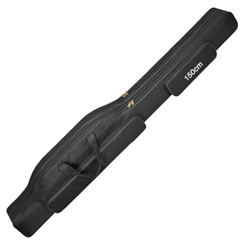Fish Rod Bag, Portable Rod and Reel Holdall Bag 600D Oxford Foldable Fishing Pole Gear Carrier Case with Adjustable Shoulder Strap for Outdoor (130cm/150cm Optional)