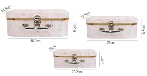 Emartbuy Marble Print Pink Suitcase Gift Boxes Set of 3 — view 3