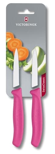 Victorinox Swiss Classic, Paring and Vegetable Knife Set, 2-piece, Extra Sharp Blade, Straight Edge for Precise cuts, 8 cm, Stainless Steel, Pink — view 3