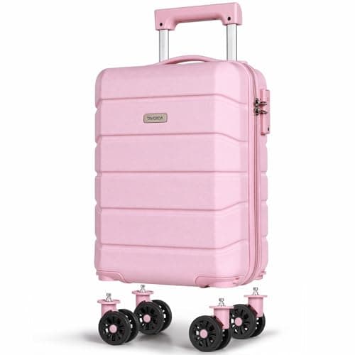 Tavoxda Cabin Suitcase Hand Small Travel Luggage, Carry On Suitcase with ABS Hard Shell Spinner &Removable Wheels for Ryanair, Wizz Air, 40x30x20cm Airline Approved, 16 Inch, Pink