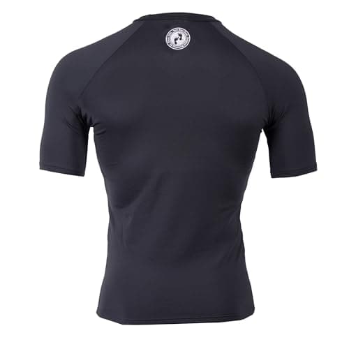 Two Bare Feet Adults Thermal Fleece Lined Rash Vest Short Sleeve - UV Protection Surf Base Layer, Wetsuit Swimming Tops for Surfing (UK, Alpha, M, Regular, Regular, Black, Crew Neck) — view 5