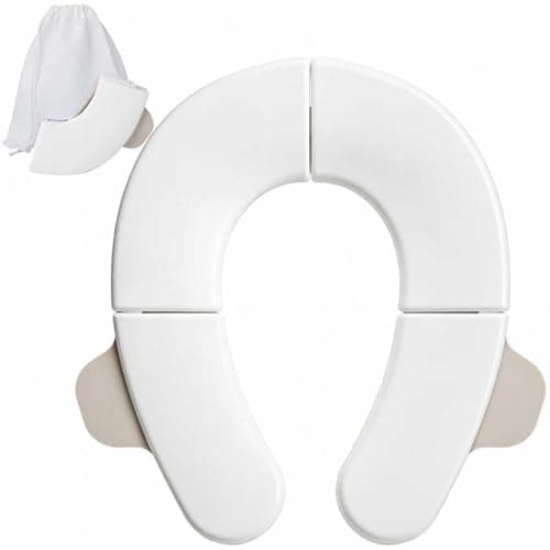 Hmeuest Foldable Travel Potty Seat for Toddlers & Kids, Portable Toilet Training Seat with Non-Slip Pads & Storage Bag, Safe & Hygienic Baby Potty Trainer for Home, Public Toilets, Travel, Hotels