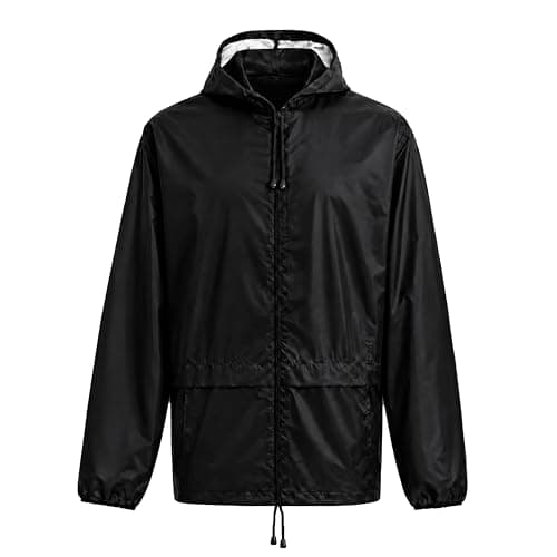 Heatwave Hooded Raincoat Kagools Jacket Unisex Adult Men and Women Water-Resistant Lightweight Ideal for Spring Summer & Travel, Black XL