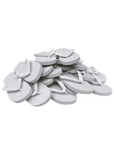 Wedding Guest Flip Flops, White, 10 Pack, UK 5-6