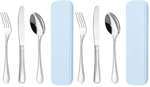 Otto Koning, Cutlery Set Travel Portable Knife Fork Spoon Set with Case - Stainless Steel Camping Picnic Lunchbox Cutlery Sets for 1 - Reusable Dishwasher Safe (Pack of 2)