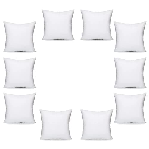 10 Pack 18'' x 18'' Hollowfibre Cushion Inner Pad, Super Soft Value Range, Pure White Plump Polyester Stuffer Pillow Insert Sham, Standard Square – MADE IN UK 45 x 45 Cm