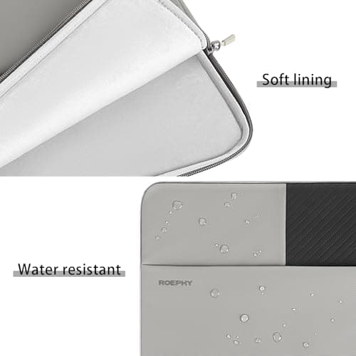 ROEPHY 16 Inch Laptop Sleeve Case,Waterproof Slim Computer Cover Bag with Handle for MacBook Pro 16, Dell XPS 16, HP Envy Pavilion, ASUS Vivobook,Lenovo ThinkPad,Grey — view 5