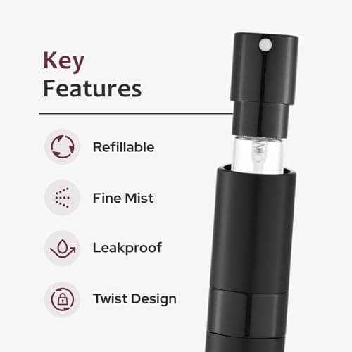 Toureal Travel Perfume Atomiser Refillable, 8ml Atomiser Spray Bottle,Black — view 5