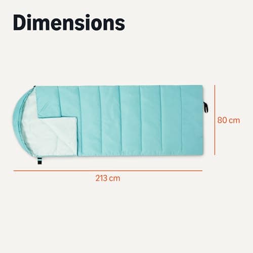Amazon Basics sleeping bags for adults, camping essentials, 50 degree F / 10 degree C rated, Aqua, 84 x 31.5" — view 5