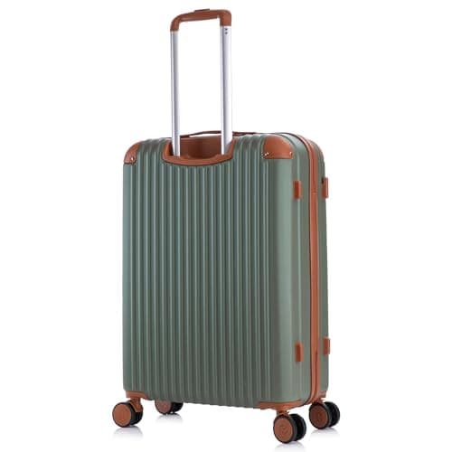 Rocklands Suitcase Medium 24 Inch Hard Shell Lightweight Checked Luggage 4 Dual Spinner Wheels Trolley Bag with Telescopic Handle, TSA Lock Travel Bag, Green — view 2