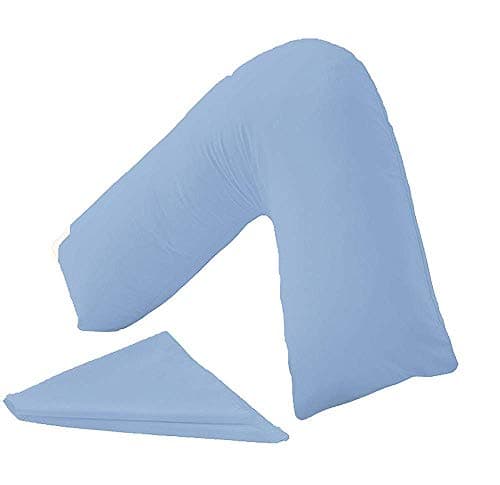 CnA Stores Orthopaedic V-Shaped Pillow Extra Cushioning Support For Head, Neck & Back (Sky Blue, V-pillow With Cover)