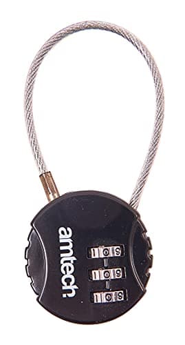 Amtech 3 Digit Combination Cable Lock, 13 cm Flexible Steel Braided Shackle with Zinc Alloy Body, for Luggage, Bags and Toolboxes. — view 3