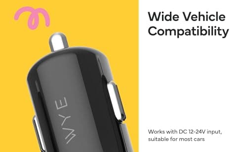 WYE Slim Mini Single USB-A Car Charger Adapter Plug, 12W 5V/2.4A Cigarette Lighter Power Plug Block with Carbon Fiber Finish for iPhone, Android, Dashcam, GPS & Travel - Black — view 4