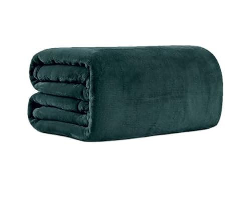 Bear&Panda Flannel Fleece Throw Blanket, Emerald Green, 127 x 152 cm