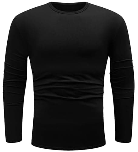 PrinStory Thermal Top for Men UK Long Sleeve Thermal Underwear Crew Neck Basic Base Layer Winter Warm Soft T-Shirt (Black, XL) — view 5