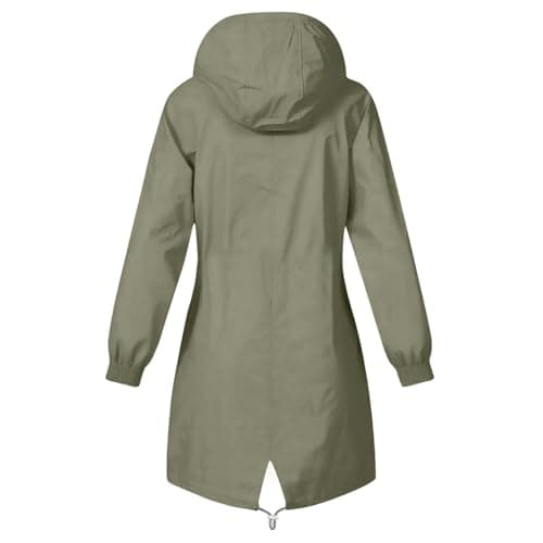 Women's Rain Jacket Lightweight Hooded Long Rain Coat Full Zipper Waterproof Jacket Ladies Packable Functional Jacket Windbreaker Breathable Active Outdoor Coats — view 5