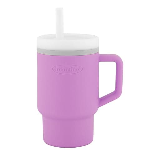INFANTINO My 1st Tumbler – Adorable Miniature Tumbler with Leak-Resistant Straw and Toddler-Friendly Handle, Encourages Hydration, Easy to Clean, 9 fl. oz, Lilac