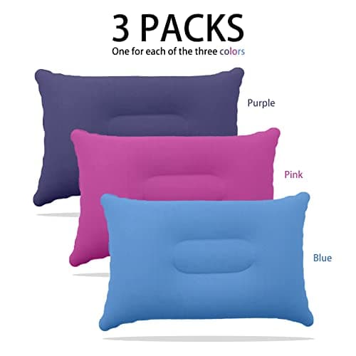 PCTC 3 PCS Ultralight Inflatable Camping Pillows, Travel Pillows, Beach Pillow, Blow Up Pillows for Sun Lounger,Beach,Hiking,Camping,Traveling,Napping,Desk Rest,Neck &Lumbar Support(Purple,Pink,Blue) — view 6