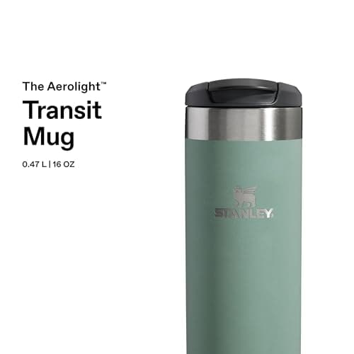 Stanley 1913 Aerolight Transit Travel Mug 0.47L - Keeps 6 Hours Hot - 8 Hours Cold - Dishwasher Safe - Leakproof - Car Cup Holder Compatible - Insulated Coffee Cup - Shale — view 3