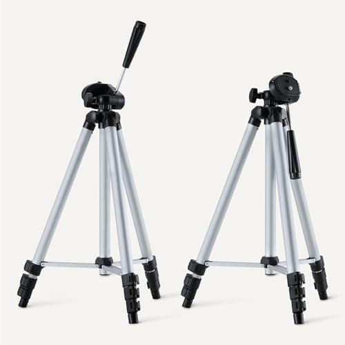 Amazon Basics 127cm/50inch Phone and DSLR Camera Tripod, Lightweight, with Bag, Wireless Remote Control and Phone Holder, Adjustable Height, Silver — view 4