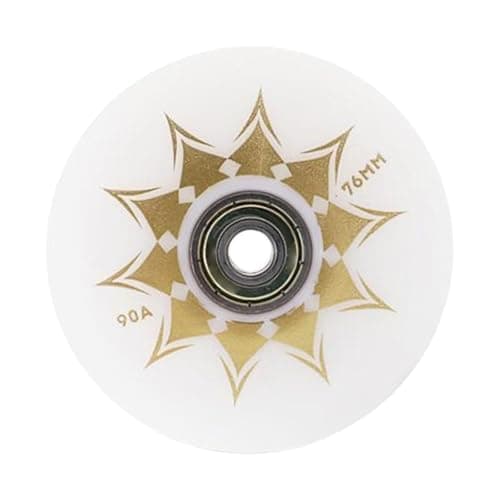 KIXZSAZ Durable Inline Roller Skate Wheel Replacement Offers High Elasticity To Fashion Skating Style And Skill Level Roller Shoes Skating Wheels Luggage Wheel Repair, White Gold, 76mm