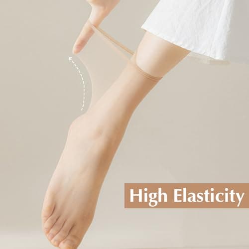 DIVINA VITAE 10 Pairs Sheer Socks Thin Pop Socks Women Ankle Nylon Tight Sock Silky Breathable Elastic Transparent Short Sock Nude — view 4