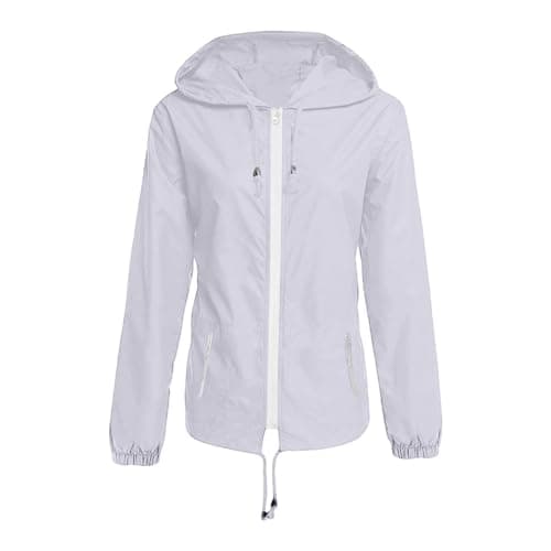 LinRim Women's Thin Waterproof Foldable Raincoat Rain Jacket with Hood Ultralight Travel Rain Poncho Breathable Windbreaker Jacket Cycling Jacket for Women Bicycle Sports Outdoor Jacket, silver, M — view 5