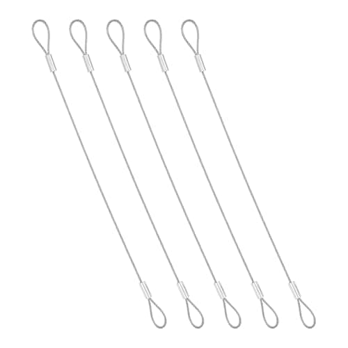 PATIKIL 1.2mmD x 8"L Outdoor Travel Security Cable, 5PCS 304 Stainless Steel Safety Wire Rope Luggage Anti-Theft Cable with Loop Ends for Bike Motorcycle Home Decoration, Silver