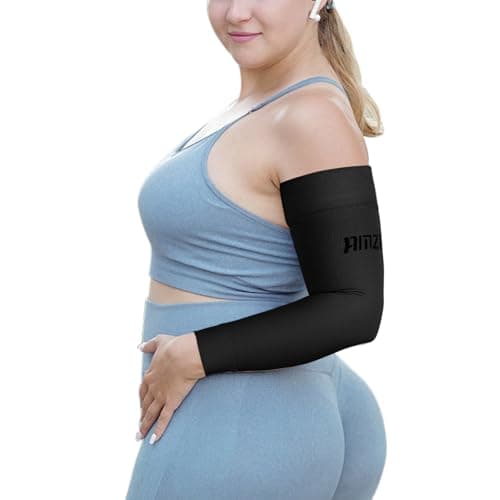 AMZAM® Medical Compression Arm Sleeve for Women & Men, 15-20 mmhg Graduated Compression Brace with Silicone Band for Pain Relief, Lymphedema, Edema, Swelling, Arthritis, Black 3XL