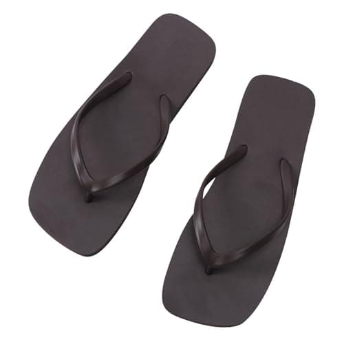 BBXWANG Unisex Flip Flops for Women Men Square Rubber Slip-Resistan Flip Flops Sandals for Shower Beach Pools (Brown, Adult, Women, 5, Numeric Range, UK Footwear Size System, 6, Medium)