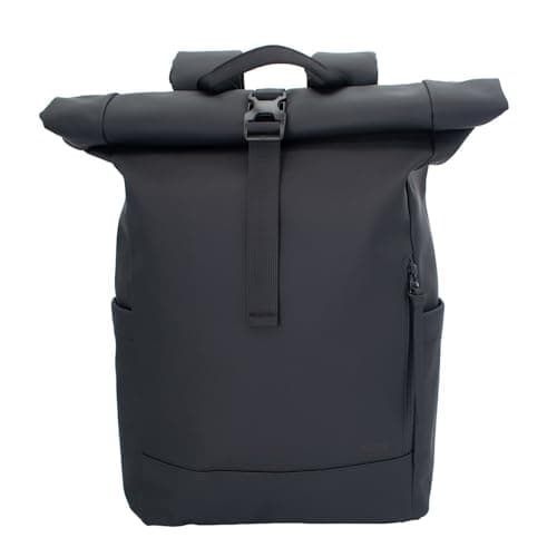 iNeq Roll Top Backpack Water Resistant Men and Women with Padded 15.6" Laptop & Tablet Compartments | Versatile Rolltop Rucksack | Expandable Travel Backpack for Work, School & Outdoors (Black) — view 6
