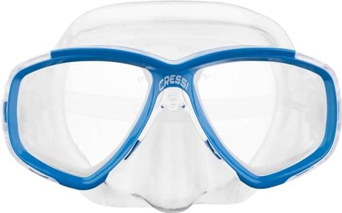 Cressi Perla Separate Glass Mask & Snorkel Set for Adults - Low-Volume Diving Mask - Dry-Top Snorkel Set - For Diving & Snorkelling - Transparent/Blue - Combo Set Perla Mask + Mexico Snorke — view 4