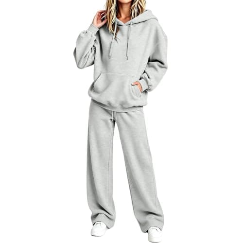 Tracksuit Womens Full Set Pullover Hoodie Wide Leg Trousers 2 Piece Outfits