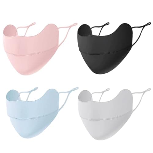 Spunklad 4 Pack UV Protection Ice Silk Face Mask, UPF50+ Adjustable Sun Cover (Multi Color)