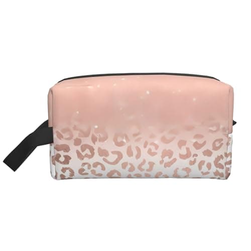 JaoXer Large Travel Cosmetic Bag – Reusable rose gold glitter Print Dopp Kit for Toiletries, Portable Organizer for Men and Women