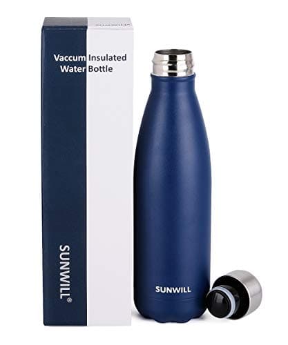 SUNWILL Metal Water Bottle Stainless Steel 500ml, Insulated Reusable Thermal Flask for Cold and Hot Drink, Travel, Sports, Gym, Powder Coated Navy Blue — view 4