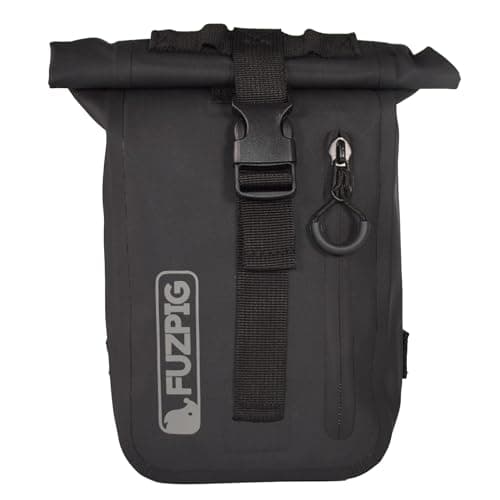 Fuzpig Waterproof Thigh Bag & Drop Leg Pouch – IPX6 Roll-Top Dry Bag with Quick-Access Side Pocket for Motorcycling, Horse Riding, Hiking & Dog Walking (Black)