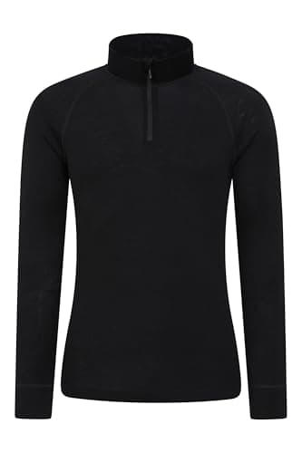 Mountain Warehouse Merino Mens Zip Neck Base Layer Top Black XXL — view 3